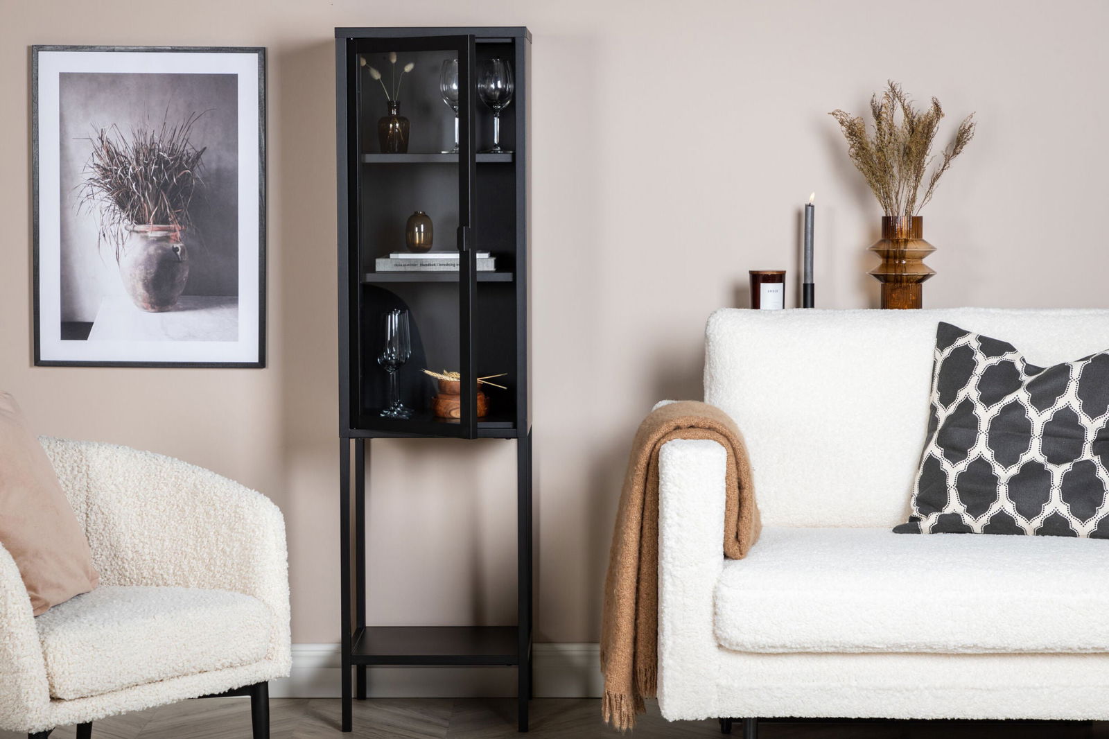 Venture Home Misha - High Thin Cabinet w shelf - Black - vivahabitat.com