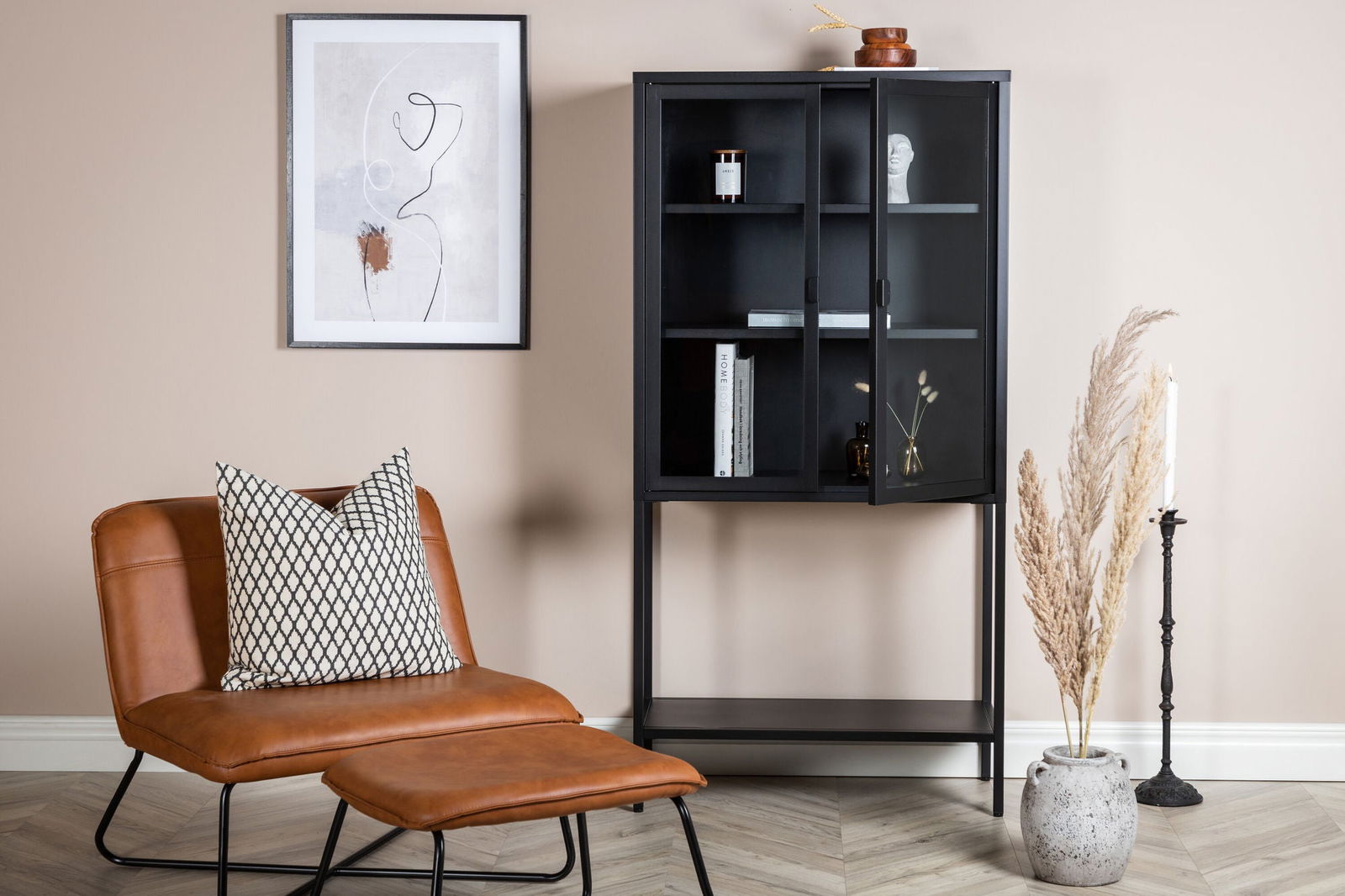 Venture Home Misha - High Wide Cabinet w shelf - Black - vivahabitat.com