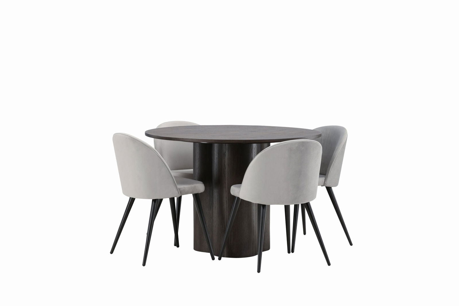 Venture Home OliviaDiningTable-Mocca/MoccaVeneer+VelvetDiningChair-LightGrey/Black_4 - vivahabitat.com