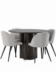 Venture Home OliviaDiningTable-Mocca/MoccaVeneer+VelvetDiningChair-LightGrey/Black_4 - vivahabitat.com