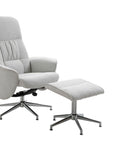 Venture Home Rolf Recliner Armchair with ottoman, Grey Fabric - vivahabitat.com