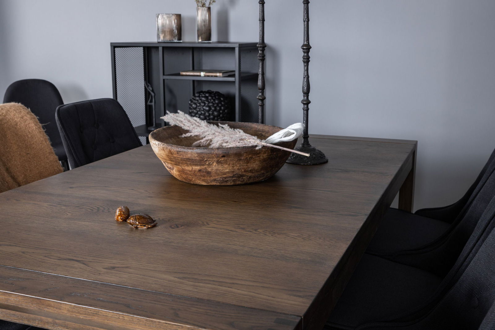 Venture Home Slider Extention Table - Smoked Oak - 170+40+40cm +Velvet Deluxe Dining Chair - - vivahabitat.com