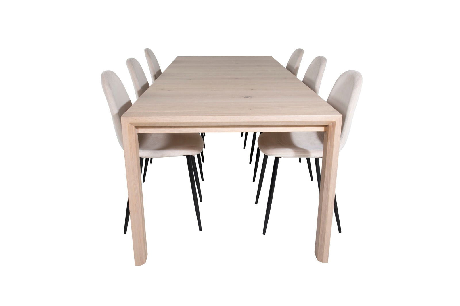 Venture Home Slider Extention Table - White Wash - 170+40+40cm +Polar Dining Chair- Black le - vivahabitat.com