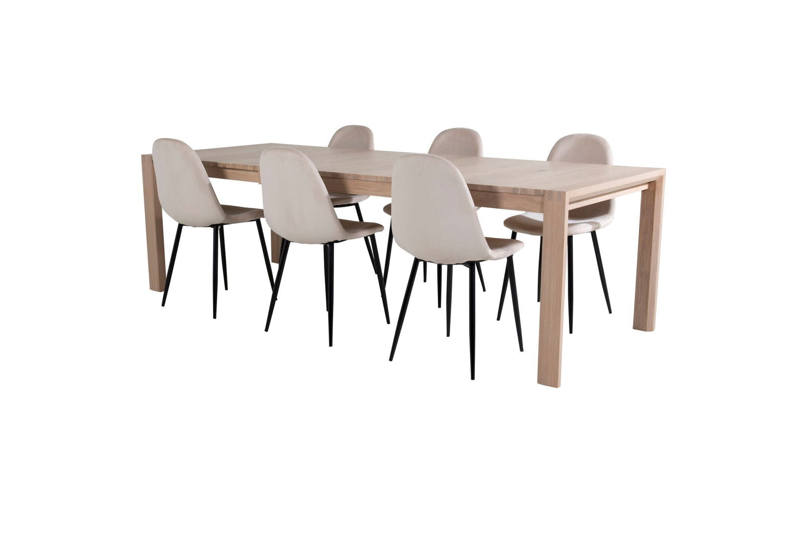 Venture Home Slider Extention Table - White Wash - 170+40+40cm +Polar Dining Chair- Black le - vivahabitat.com