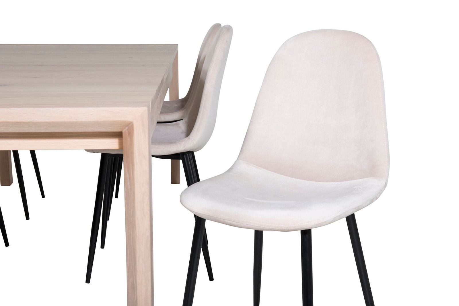 Venture Home Slider Extention Table - White Wash - 170+40+40cm +Polar Dining Chair- Black le - vivahabitat.com