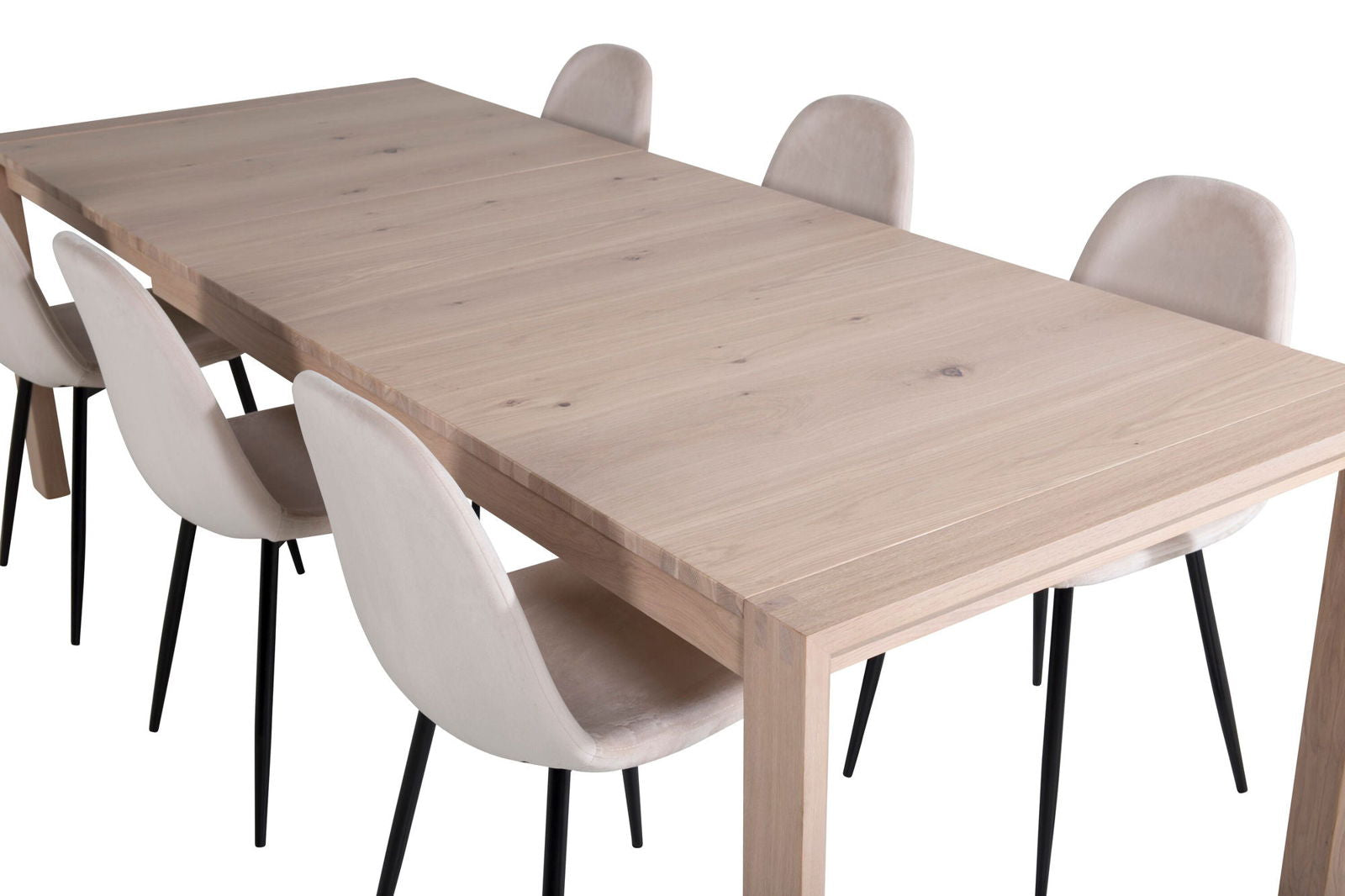 Venture Home Slider Extention Table - White Wash - 170+40+40cm +Polar Dining Chair- Black le - vivahabitat.com