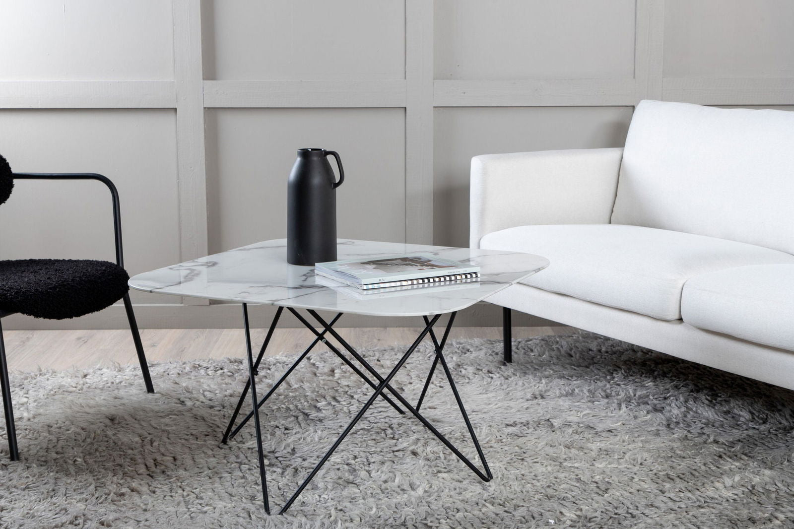 Venture Home Tristar Sofa Table - Black / White Glass Marble - vivahabitat.com