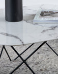 Venture Home Tristar Sofa Table - Black / White Glass Marble - vivahabitat.com