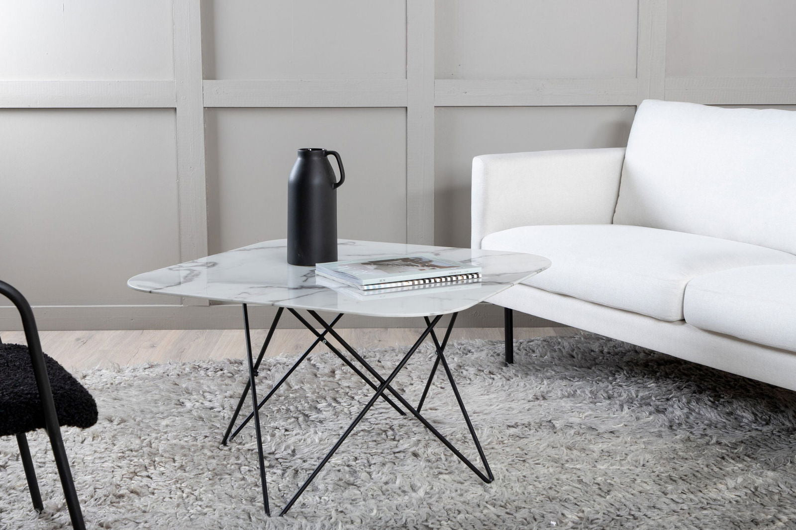 Venture Home Tristar Sofa Table - Black / White Glass Marble - vivahabitat.com