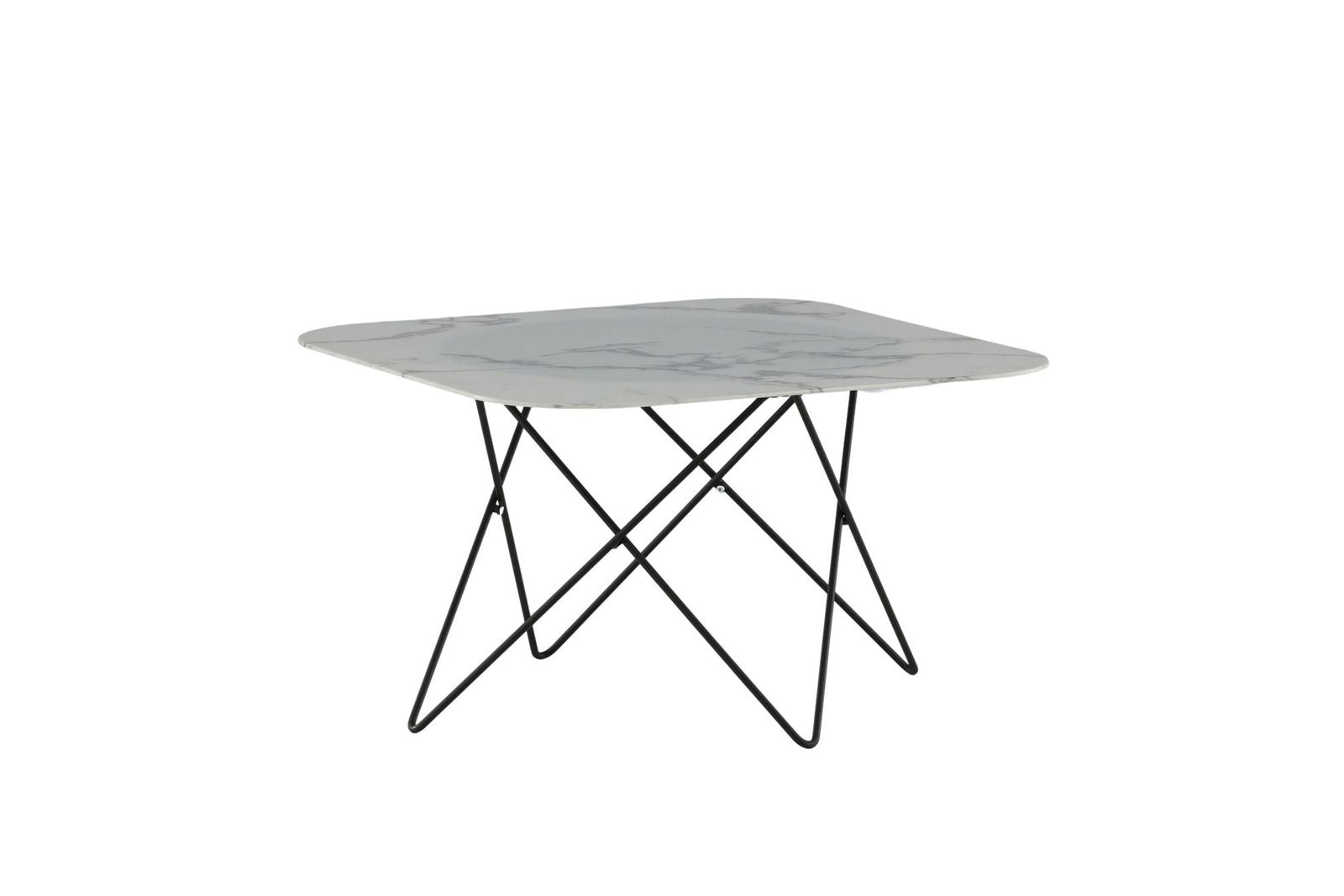 Venture Home Tristar Sofa Table - Black / White Glass Marble - vivahabitat.com