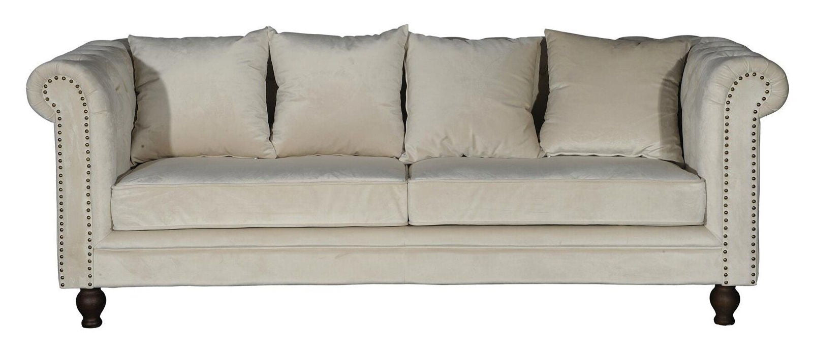 Venture Home Velvet 3-seat sofa - Créme - vivahabitat.com