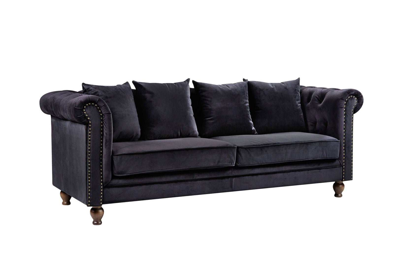 Venture Home Velvet 3-sitssoffa - Black Sammet - vivahabitat.com