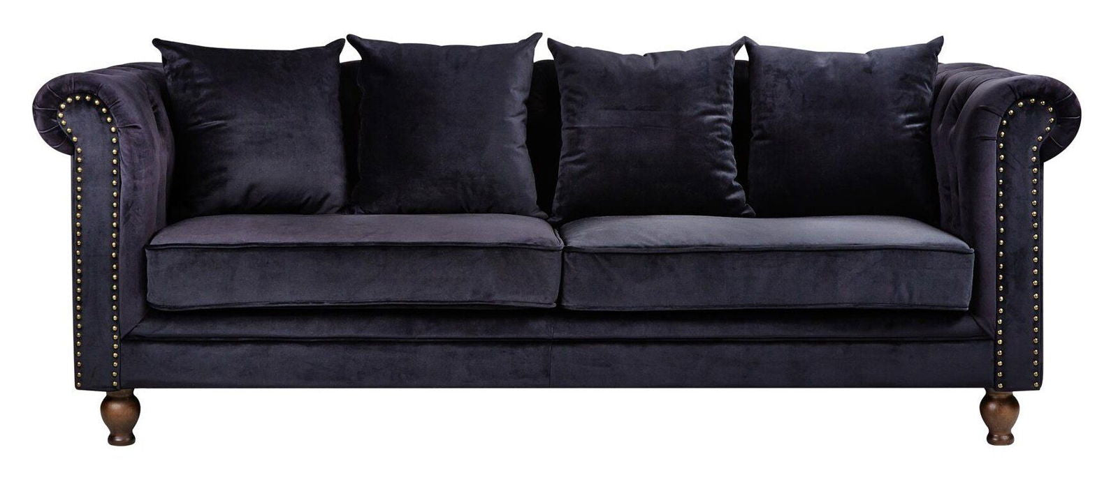 Venture Home Velvet 3-sitssoffa - Black Sammet - vivahabitat.com