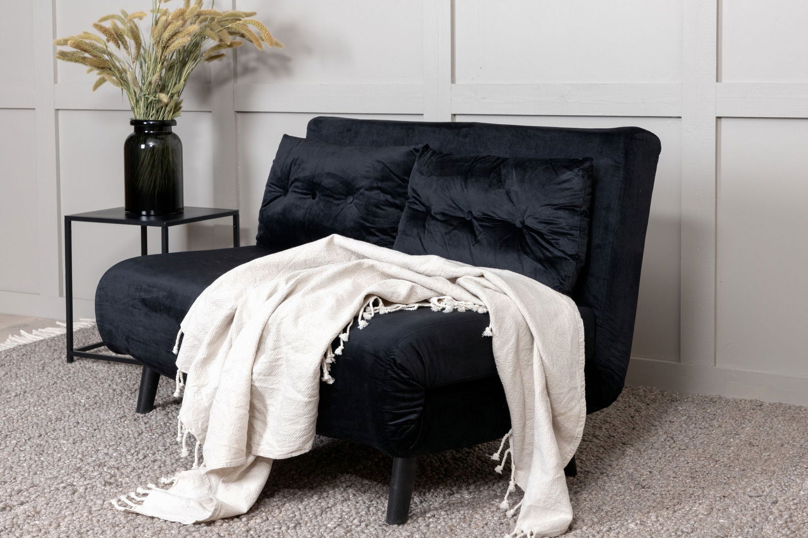 Venture Home Vicky Folding Bed Double - Black / Black Velvet - vivahabitat.com