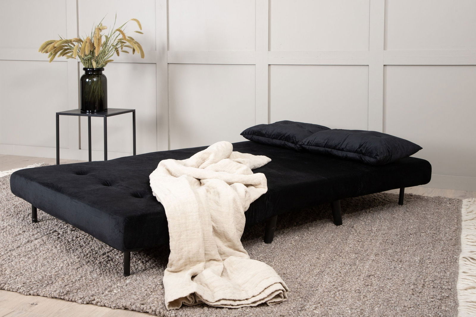 Venture Home Vicky Folding Bed Double - Black / Black Velvet - vivahabitat.com