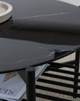 Venture Home Von Staf Round Sofa Table - black / Black Glass Marble - vivahabitat.com