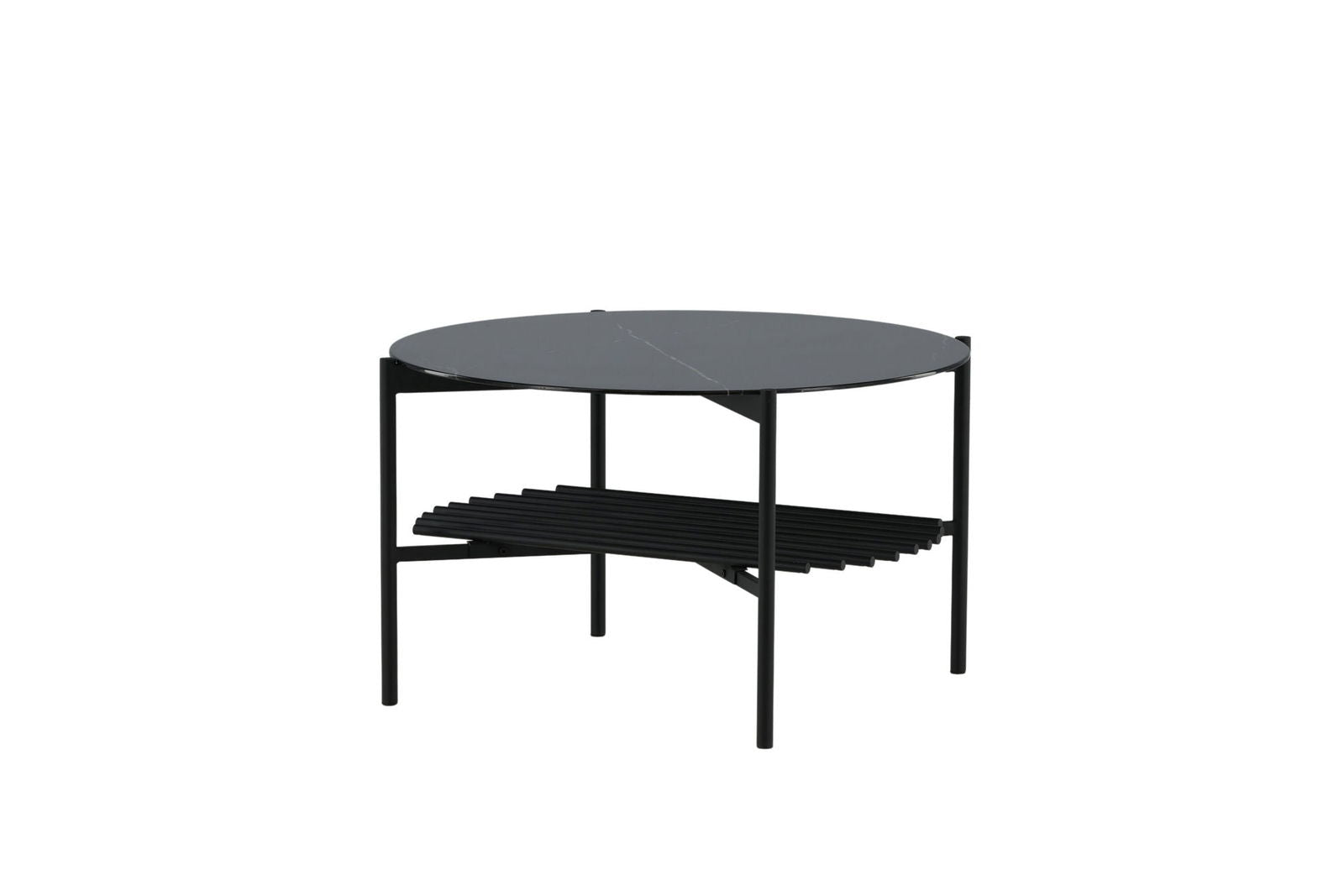 Venture Home Von Staf Round Sofa Table - black / Black Glass Marble - vivahabitat.com