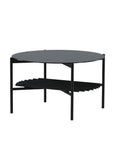 Venture Home Von Staf Round Sofa Table - black / Black Glass Marble - vivahabitat.com