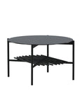 Venture Home Von Staf Round Sofa Table - black / Black Glass Marble - vivahabitat.com