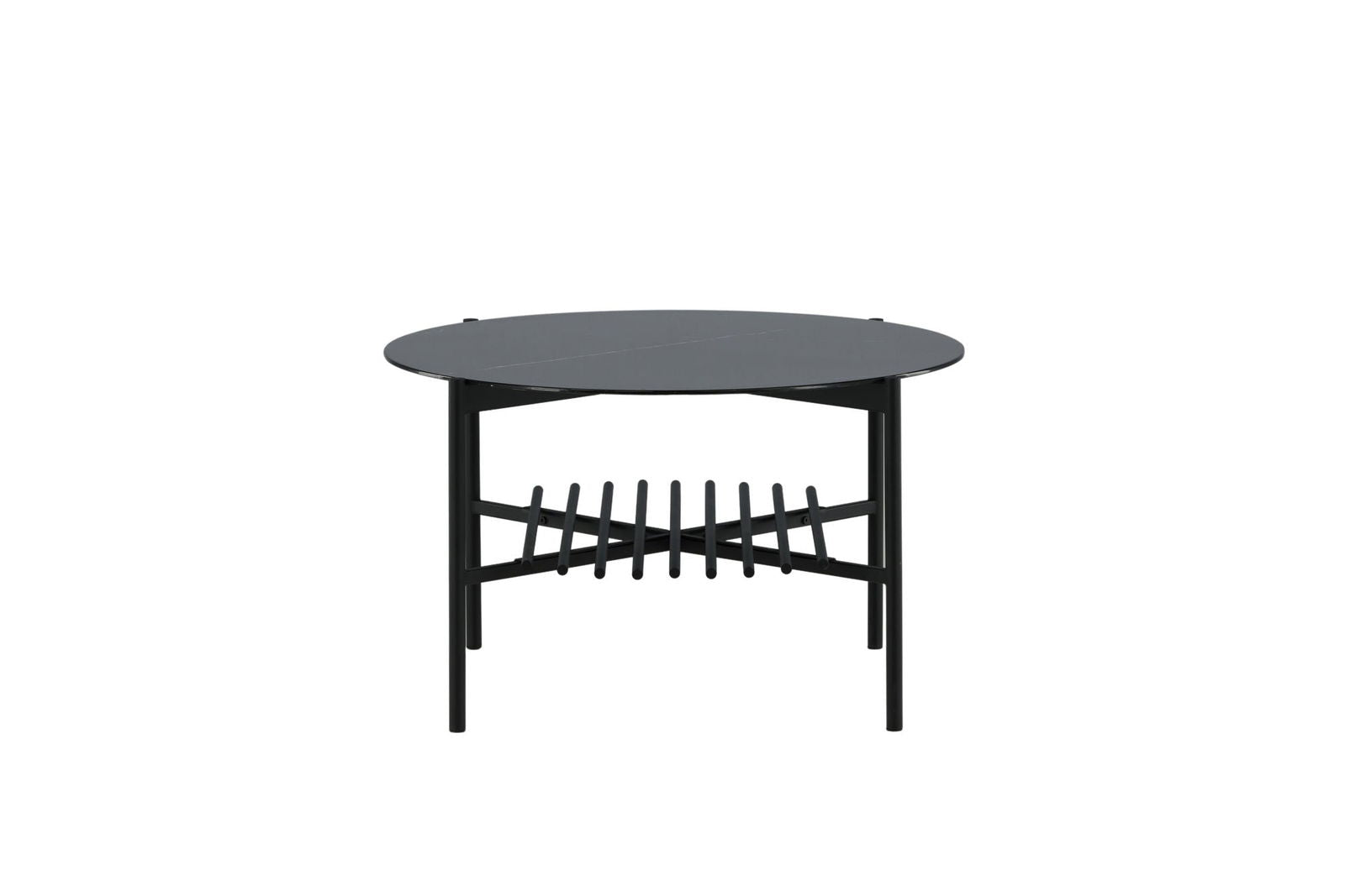 Venture Home Von Staf Round Sofa Table - black / Black Glass Marble - vivahabitat.com