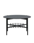 Venture Home Von Staf Round Sofa Table - black / Black Glass Marble - vivahabitat.com