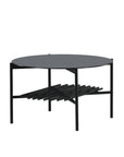 Venture Home Von Staf Round Sofa Table - black / Black Glass Marble - vivahabitat.com