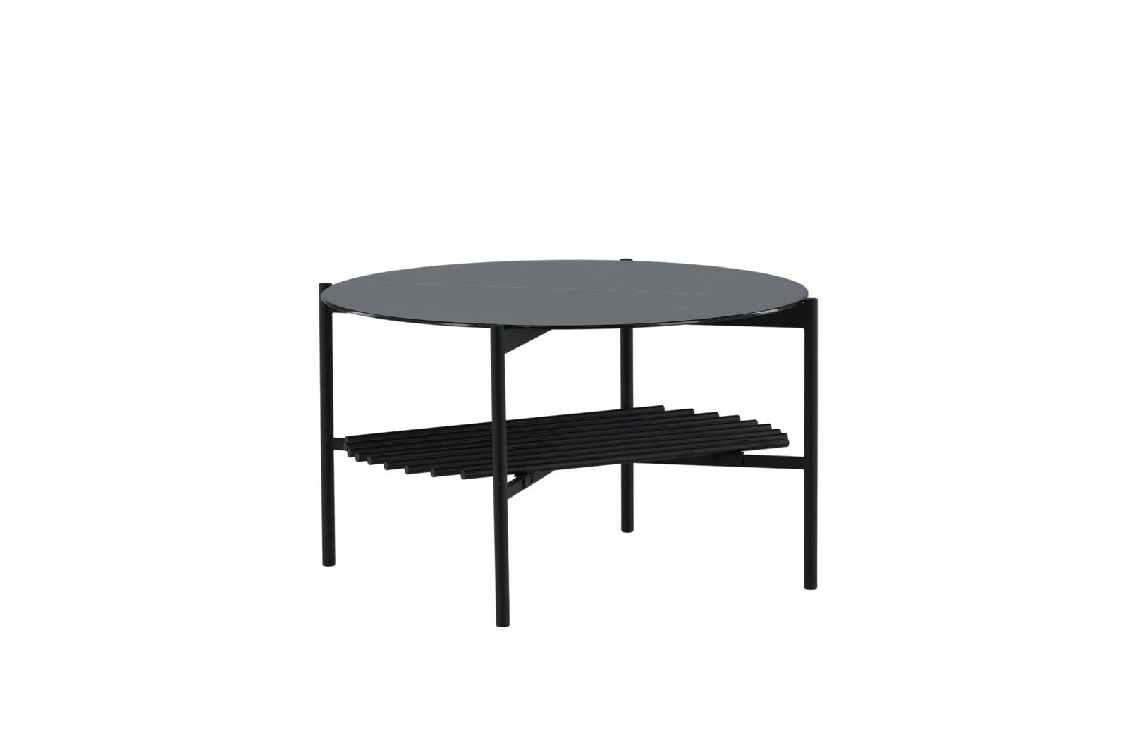 Venture Home Von Staf Round Sofa Table - black / Black Glass Marble - vivahabitat.com