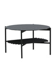 Venture Home Von Staf Round Sofa Table - black / Black Glass Marble - vivahabitat.com