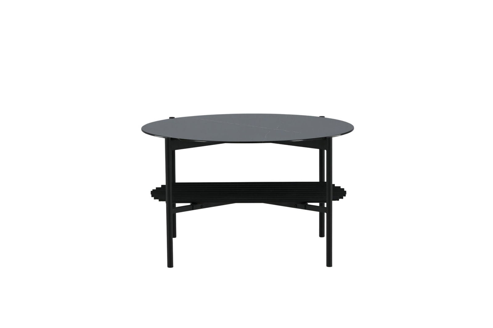 Venture Home Von Staf Round Sofa Table - black / Black Glass Marble - vivahabitat.com