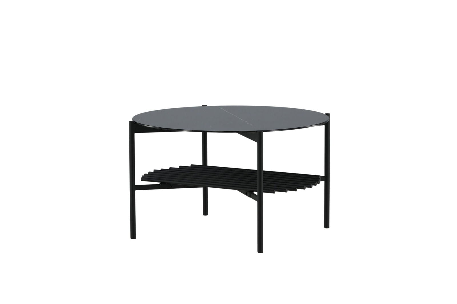 Venture Home Von Staf Round Sofa Table - black / Black Glass Marble - vivahabitat.com