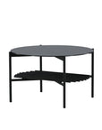 Venture Home Von Staf Round Sofa Table - black / Black Glass Marble - vivahabitat.com