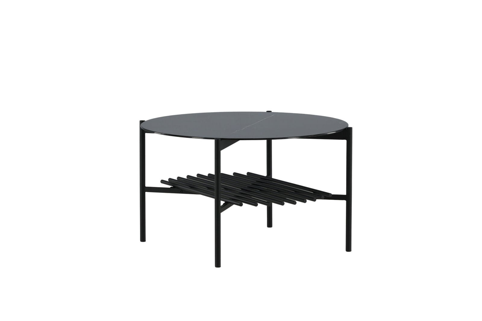 Venture Home Von Staf Round Sofa Table - black / Black Glass Marble - vivahabitat.com