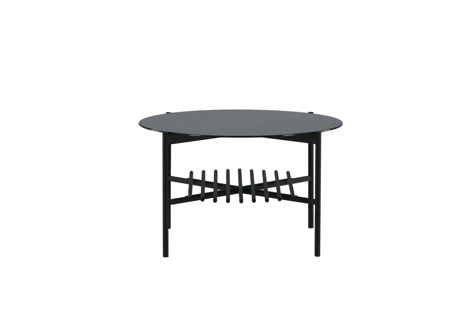 Venture Home Von Staf Round Sofa Table - black / Black Glass Marble - vivahabitat.com