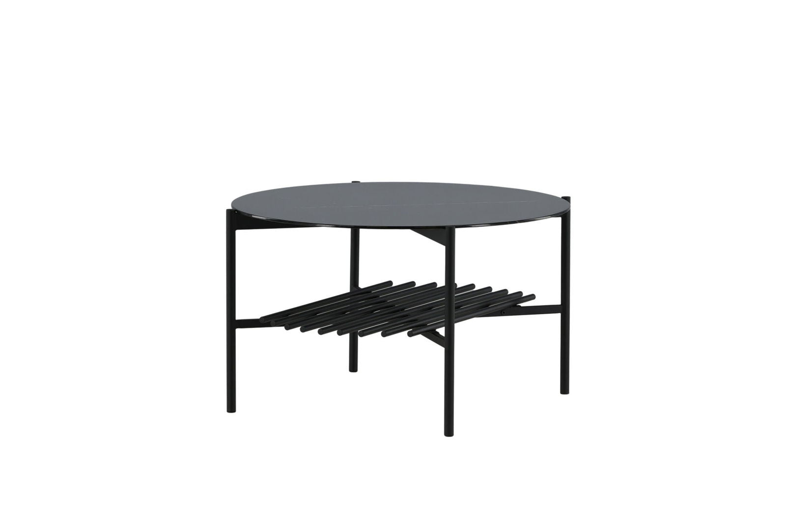 Venture Home Von Staf Round Sofa Table - black / Black Glass Marble - vivahabitat.com