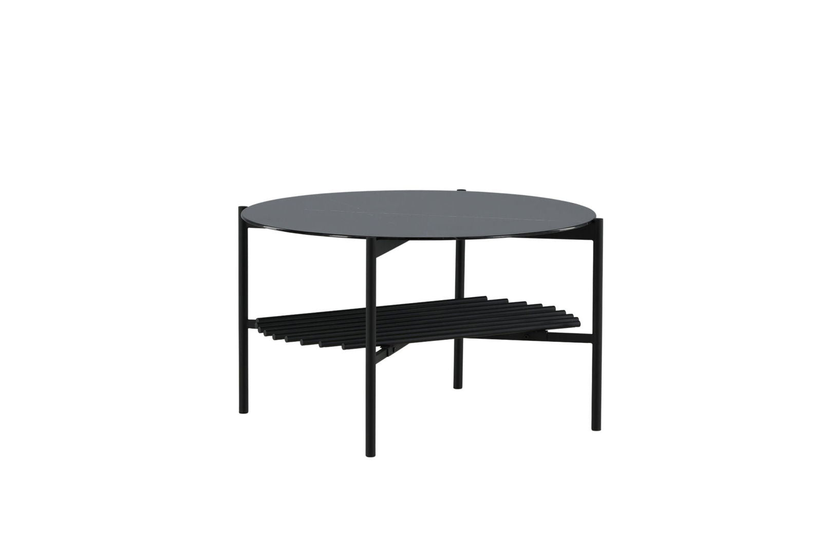 Venture Home Von Staf Round Sofa Table - black / Black Glass Marble - vivahabitat.com