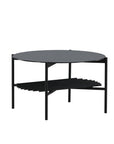 Venture Home Von Staf Round Sofa Table - black / Black Glass Marble - vivahabitat.com