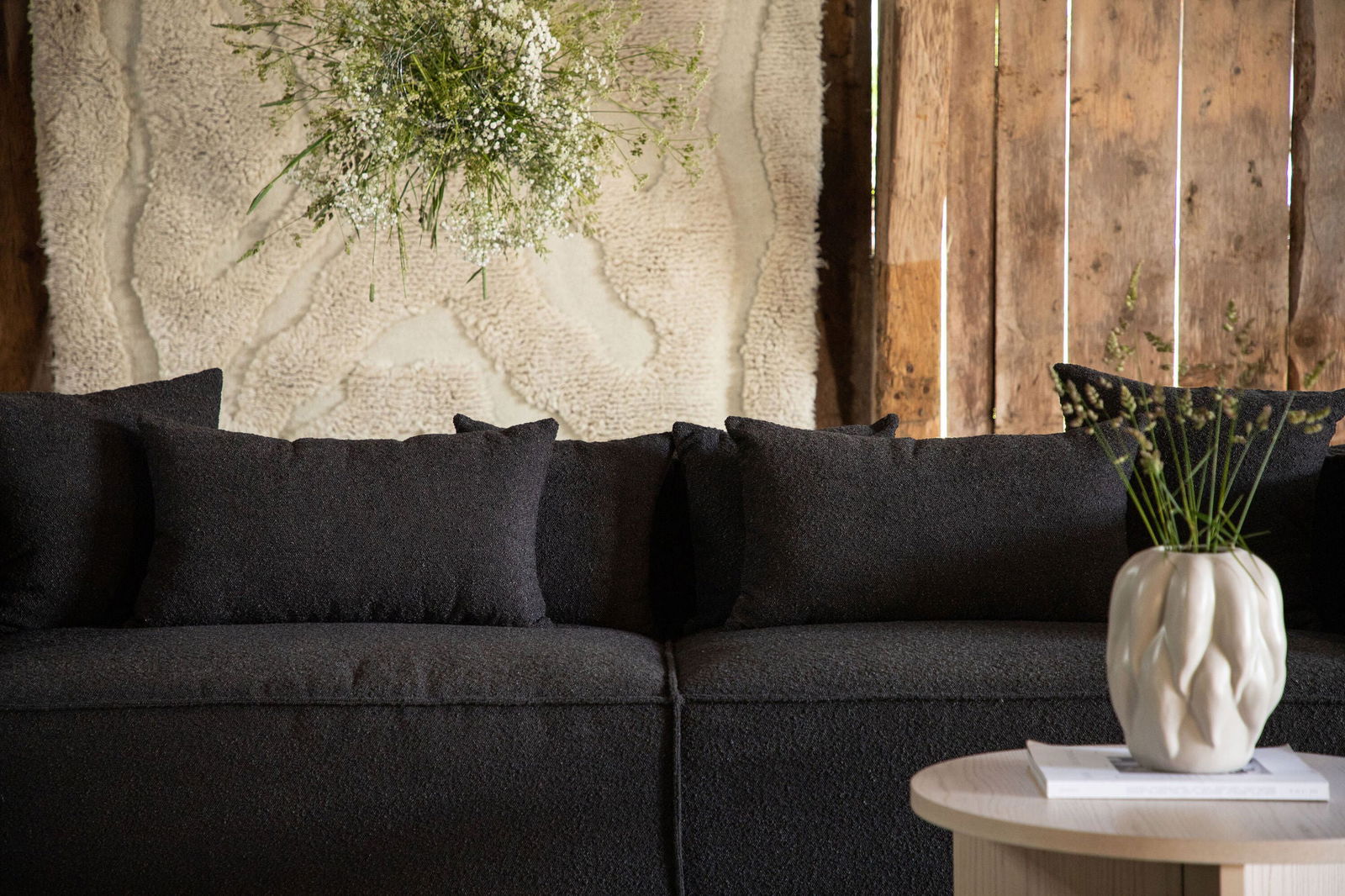 Vind Gillholmen Sofa - Black / Black Boucle - vivahabitat.com