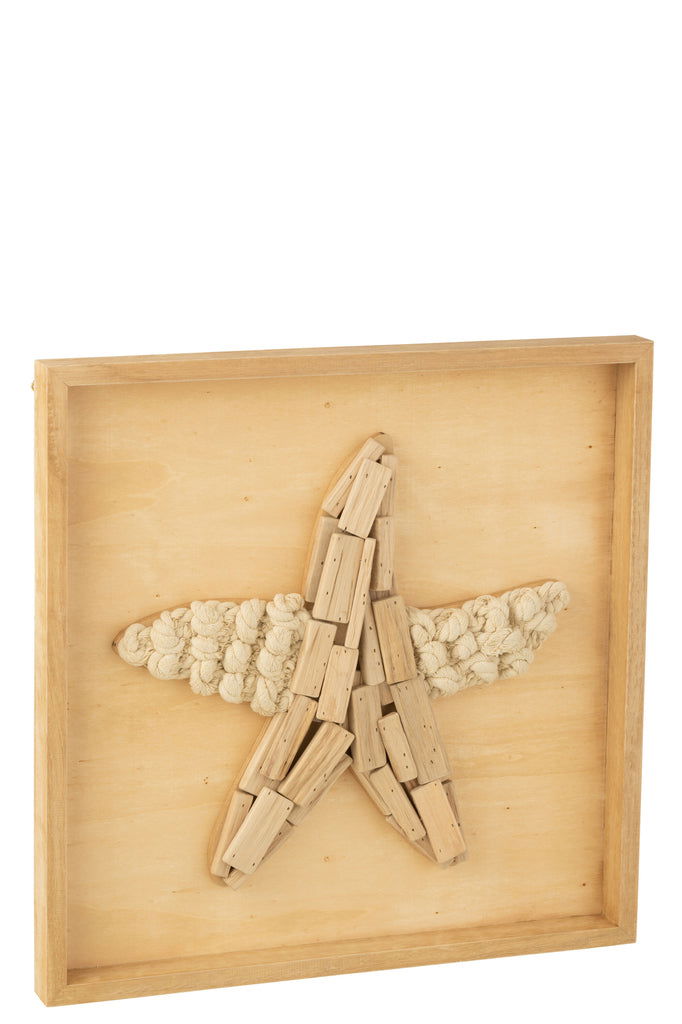 Wall Decoration Star Fish Wood Natural - vivahabitat.com