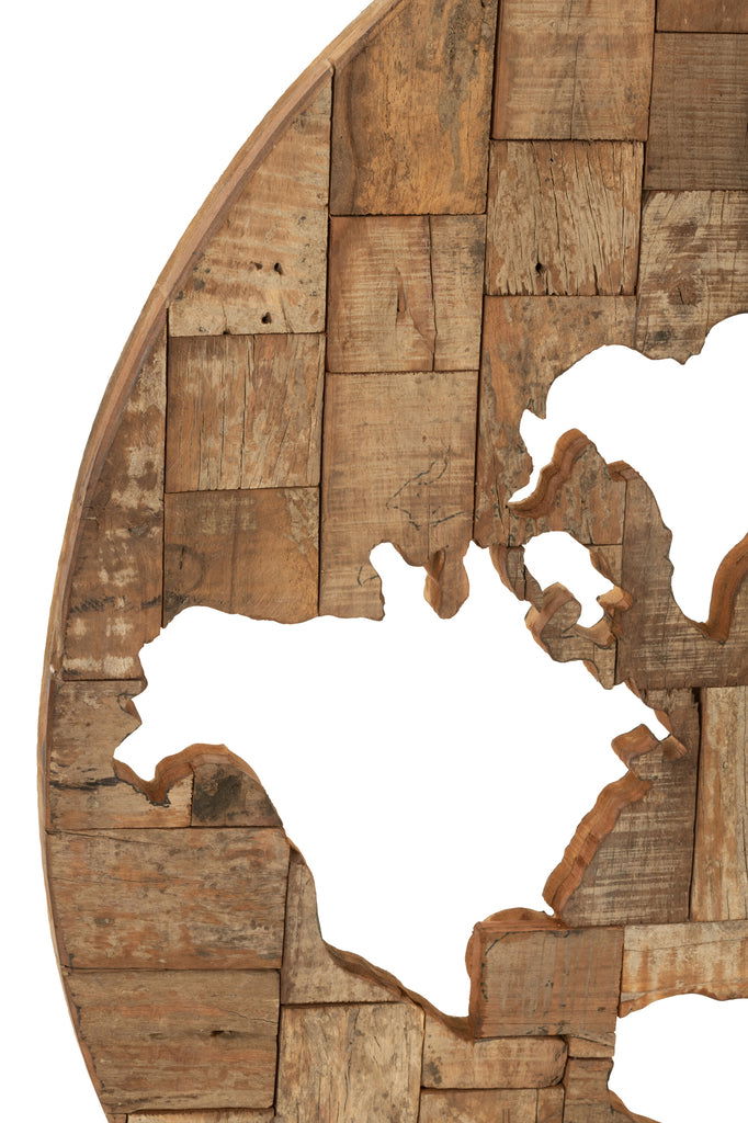 Wall Ornament Map Wood Brown - vivahabitat.com