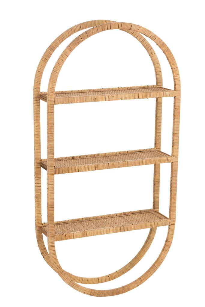 Wall Rack Oval 3Planks Pliable Rattan Natural - vivahabitat.com