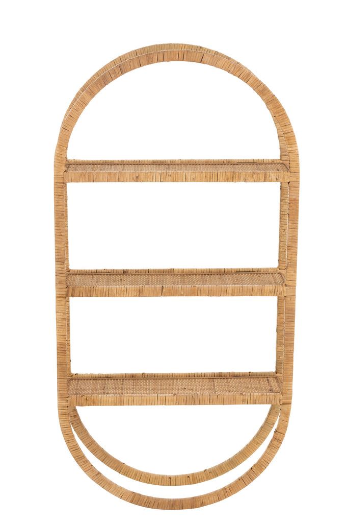 Wall Rack Oval 3Planks Pliable Rattan Natural - vivahabitat.com