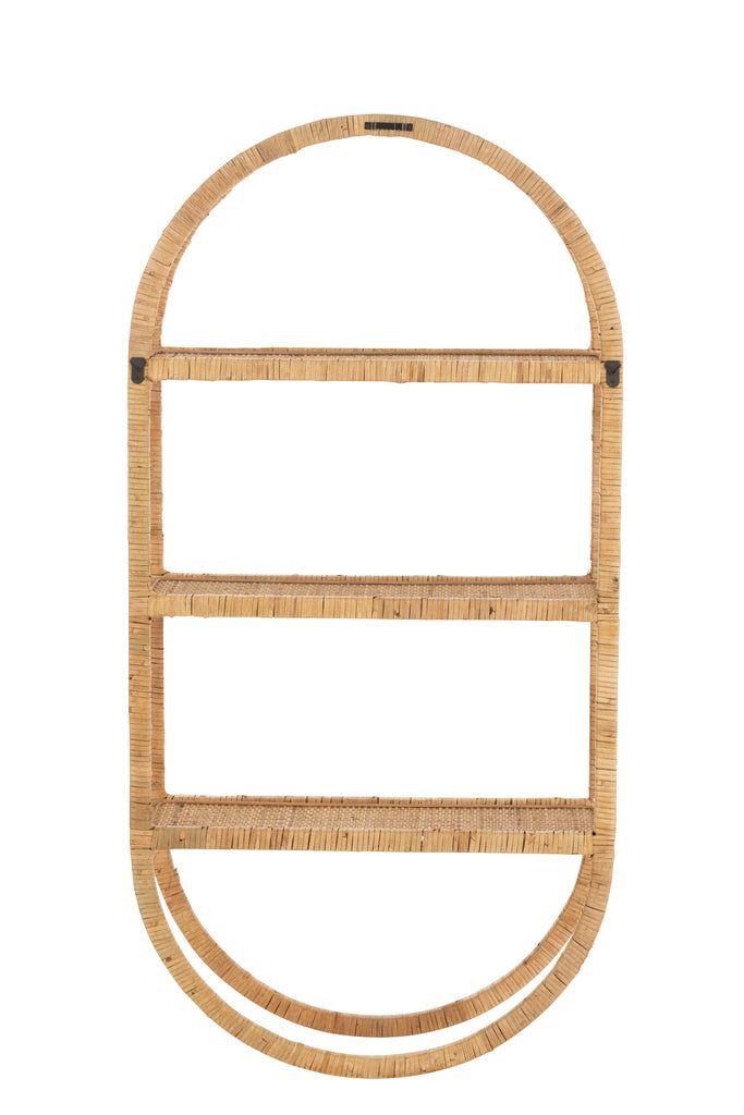 Wall Rack Oval 3Planks Pliable Rattan Natural - vivahabitat.com