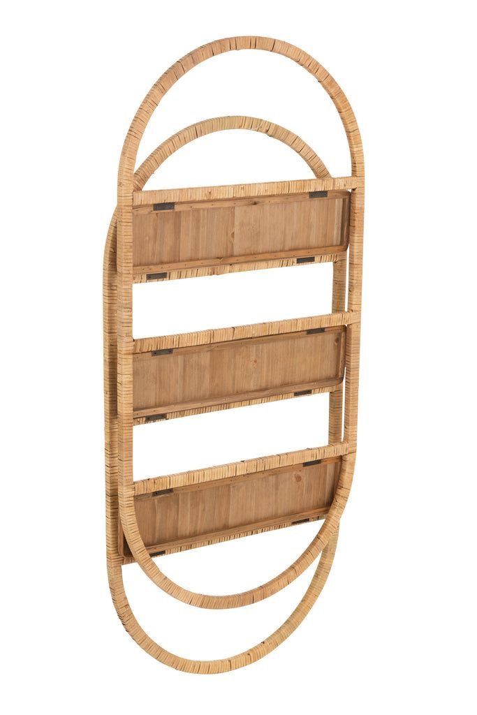 Wall Rack Oval 3Planks Pliable Rattan Natural - vivahabitat.com