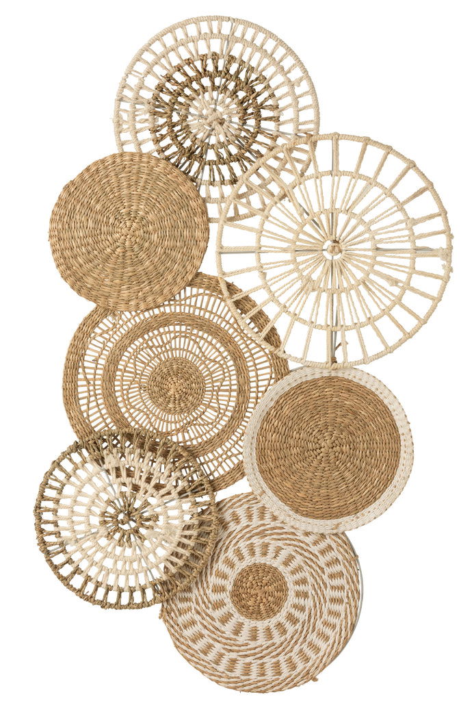 Wall Decoration Circles Seagrass/Cotton Natural/White - vivahabitat.com