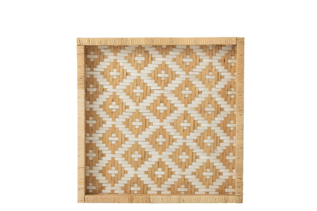 Tray Square Patterns Rattan Natural/White - vivahabitat.com