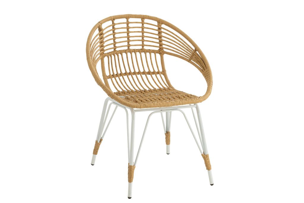 Arm Chair Jeanne Outdoors Met/Rattan Natural/White - vivahabitat.com