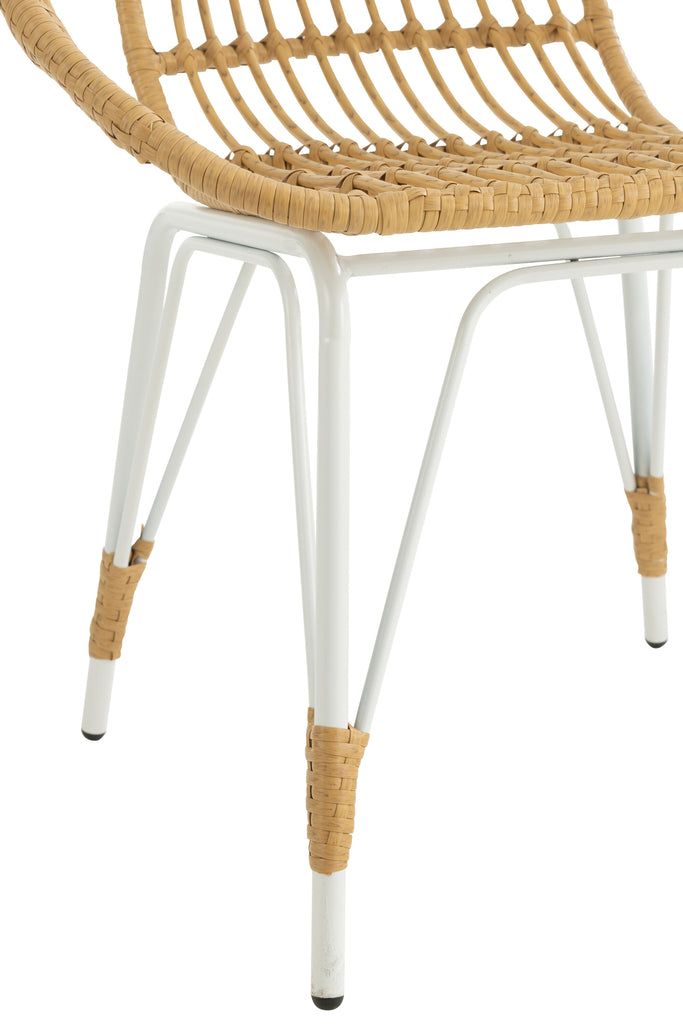 Arm Chair Jeanne Outdoors Met/Rattan Natural/White - vivahabitat.com