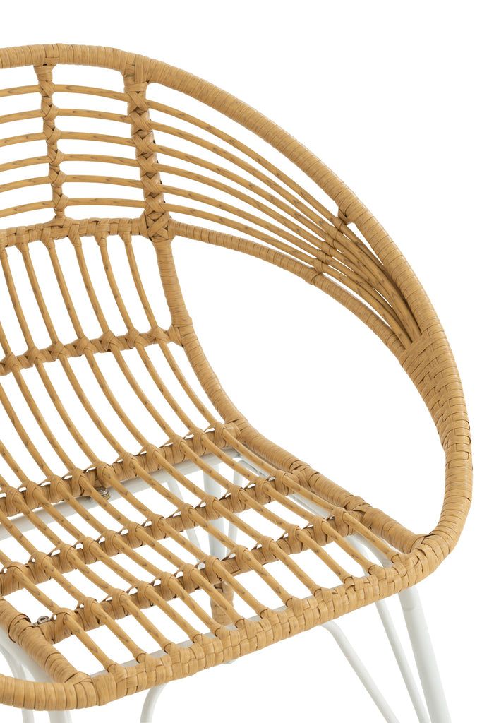 Arm Chair Jeanne Outdoors Met/Rattan Natural/White - vivahabitat.com