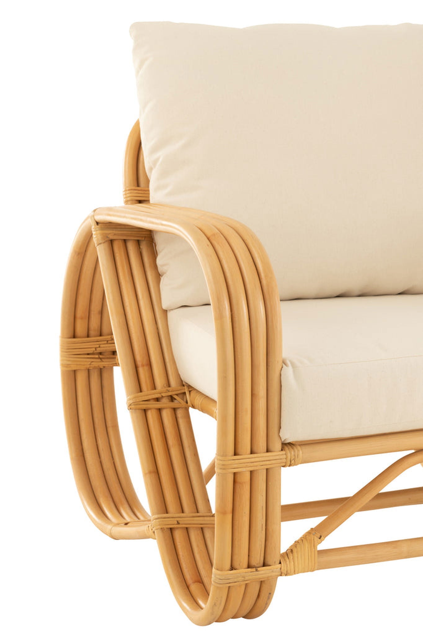 Arm Chair+Cushion Rattan/Textile Natural/White - vivahabitat.com