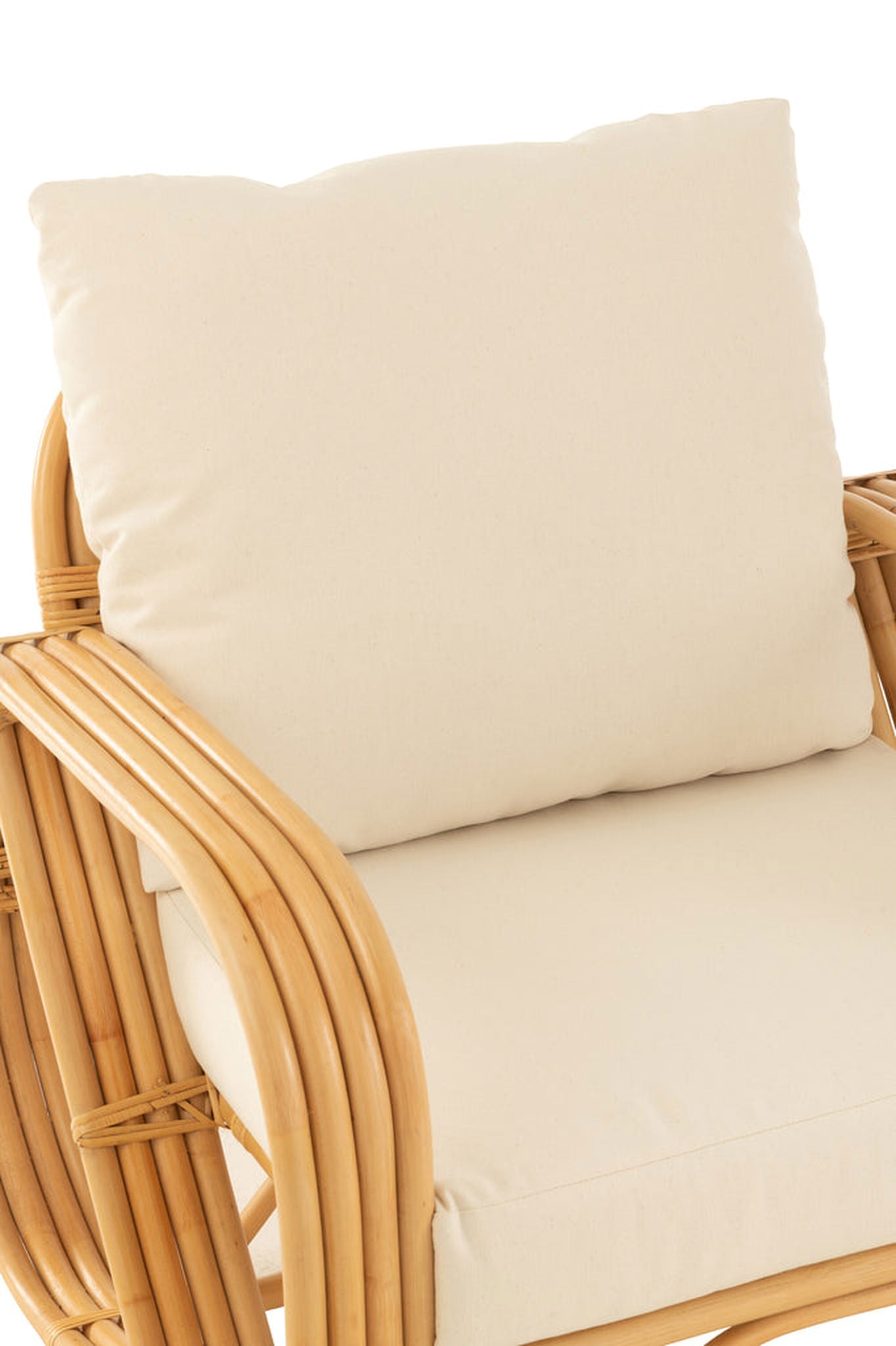 Arm Chair+Cushion Rattan/Textile Natural/White - vivahabitat.com